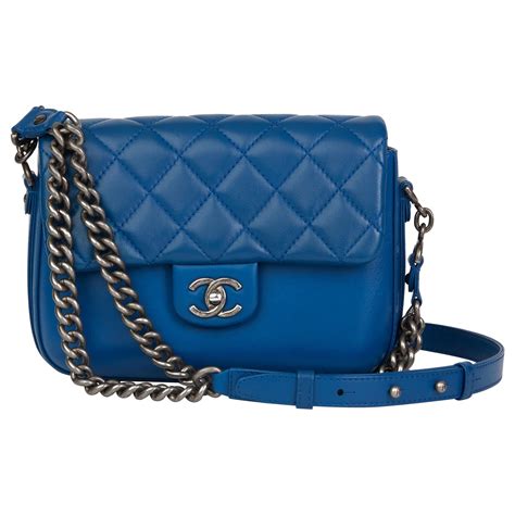 chanel blue quilted bag|pre owned chanel bag.